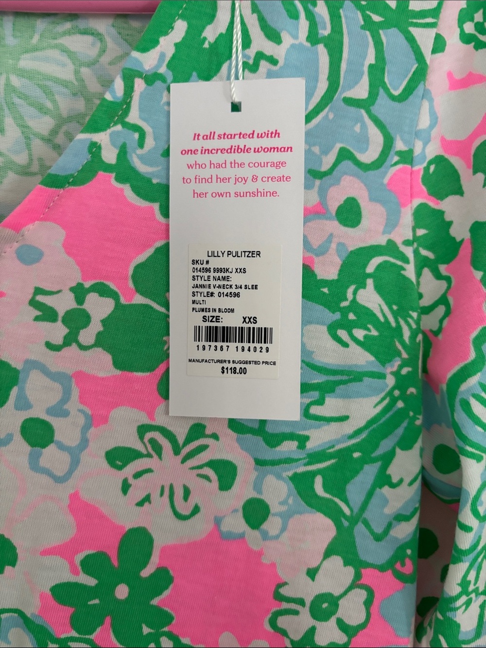 Lilly Pulitzer Pink, Green & Light Blue Floral V-Neck Dress - Picture 5 of 7